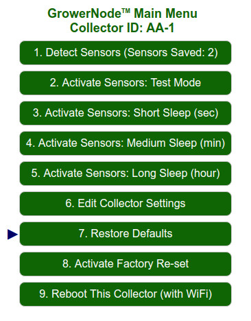 Main Menu: the Collector default timing can be quickly restored Main Menu: the Collector default timing can be quickly restored