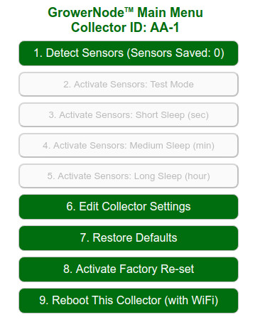 the Main Menu (no sensors detected) the Main Menu (no sensors detected)